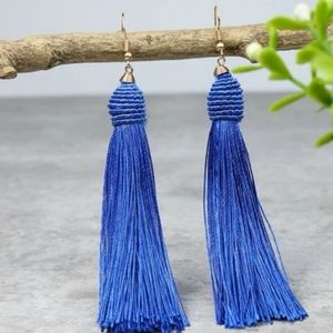 New Trendy Blue Tassel Earrings
